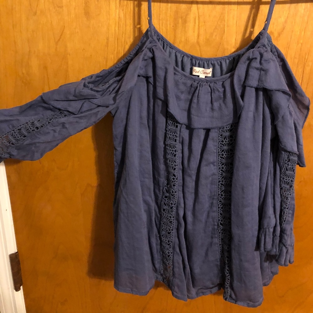 Denim off the shoulder blouse